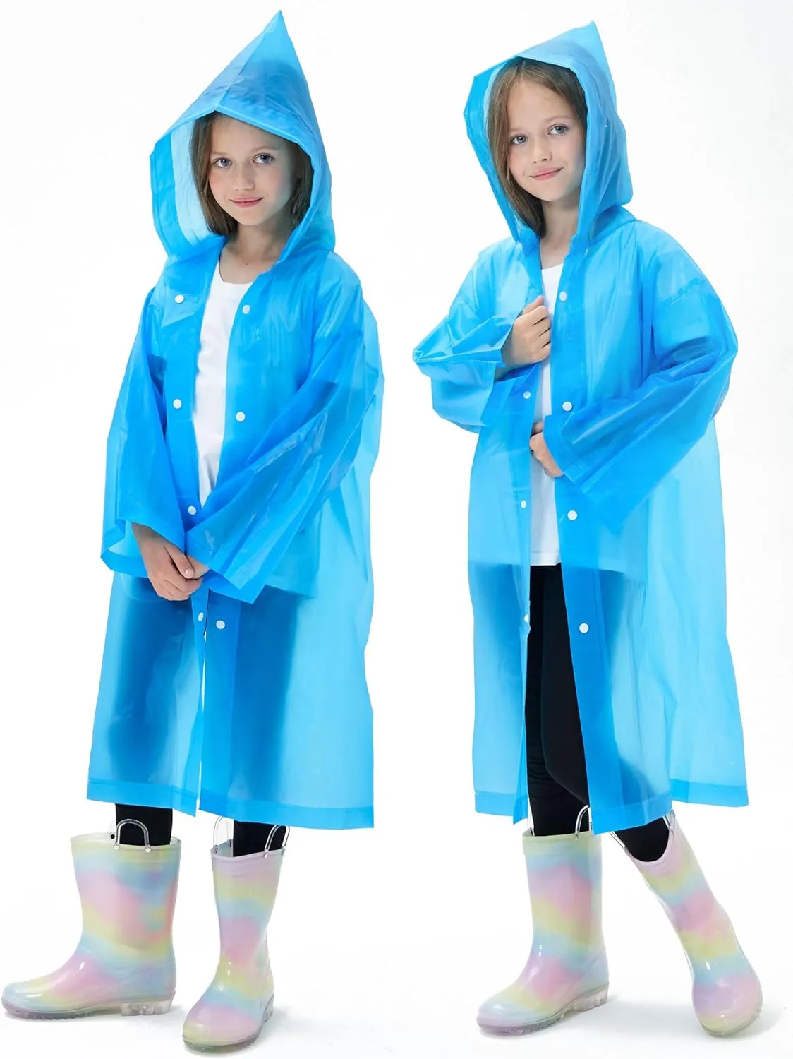 2 Pack Waterproof Raincoats for Kids Reusable,EVA Rain Ponchos Emergency Rain Jacket for Children, Boys and Girls