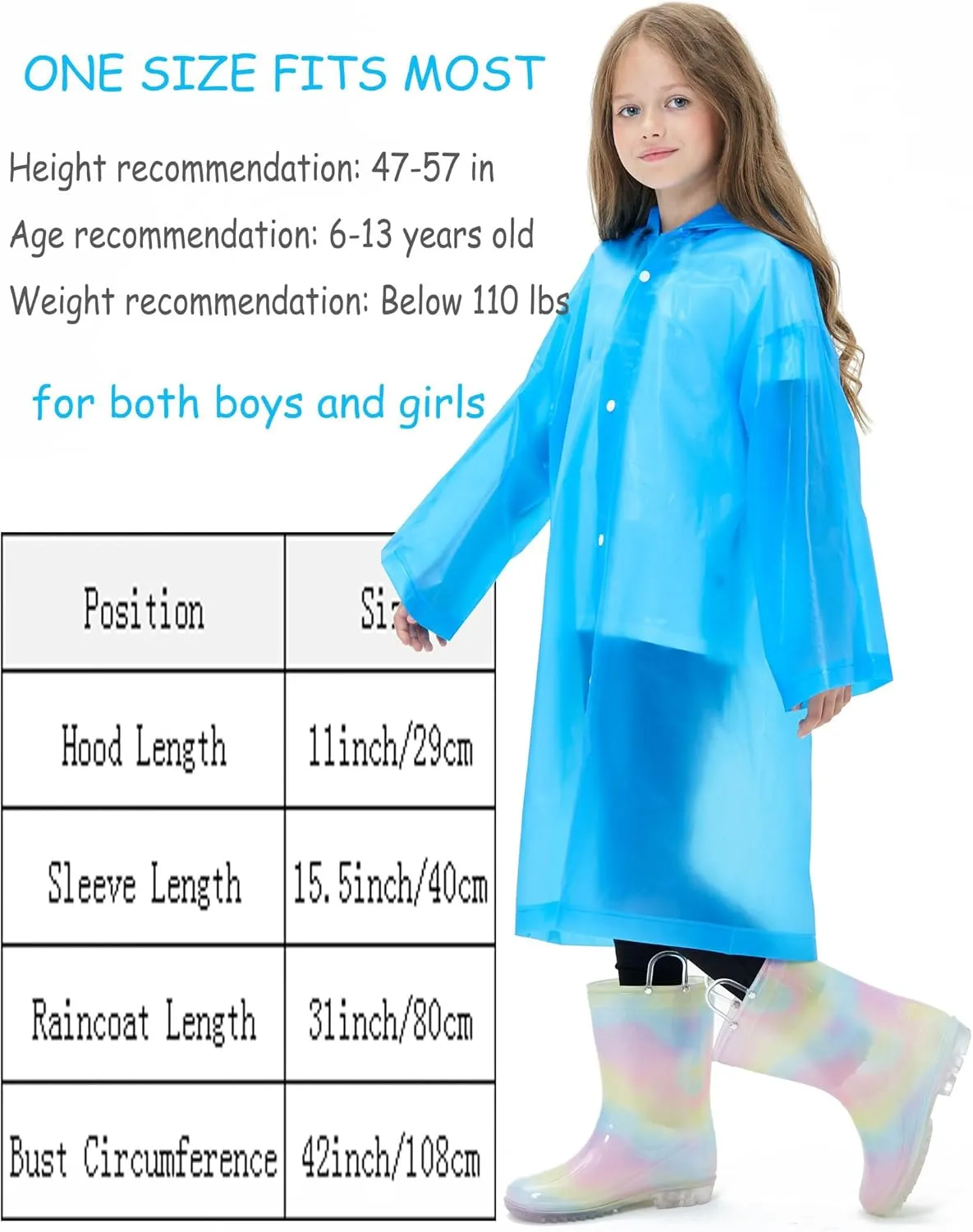 2 Pack Waterproof Raincoats for Kids Reusable,EVA Rain Ponchos Emergency Rain Jacket for Children, Boys and Girls