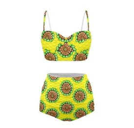 African Print 2pc Swimwear | Ankara Print Bikini Set | Tribal Beach wear Set - Ebinabor