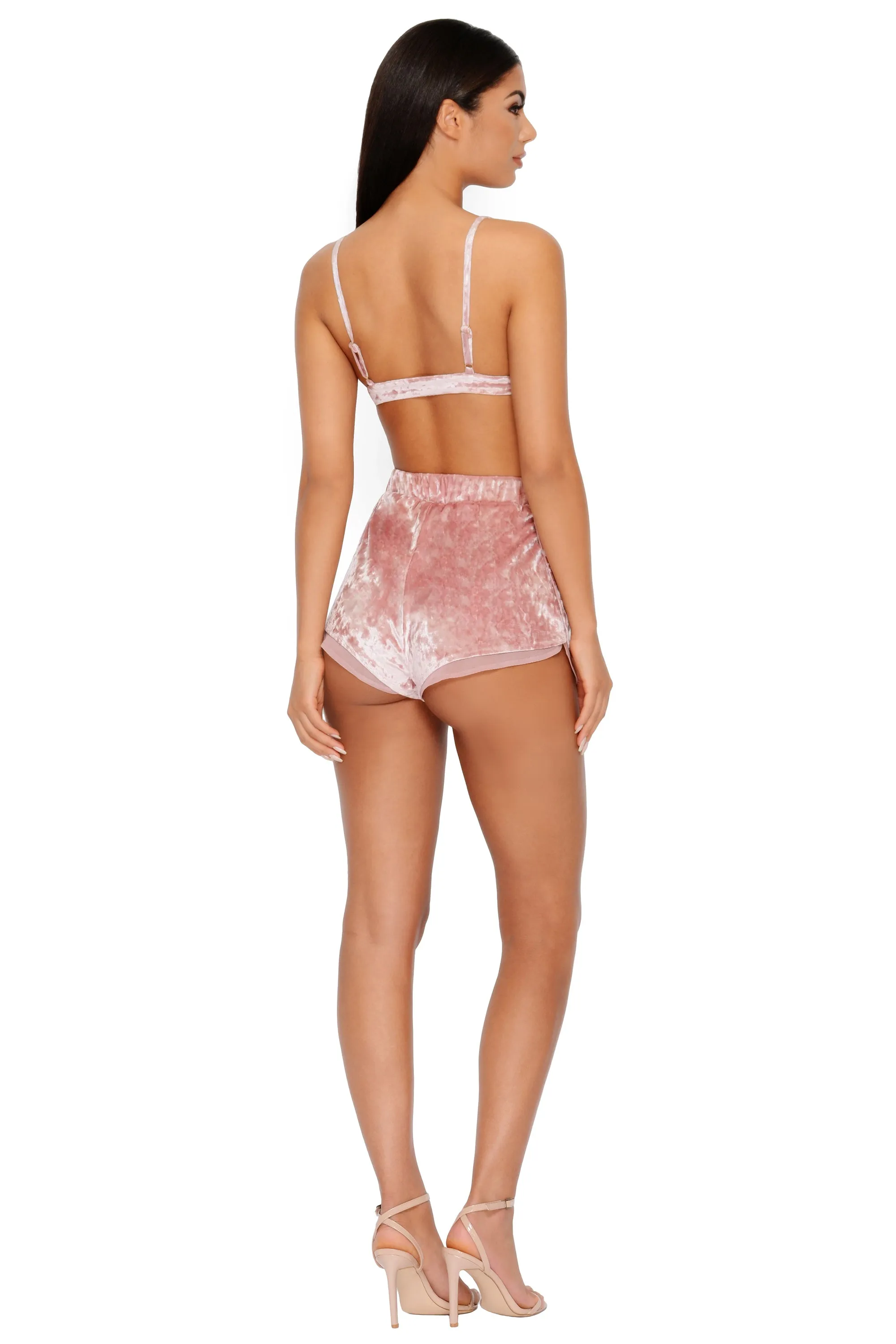 All The Feels Velvet Triangle Bra Top In Mauve