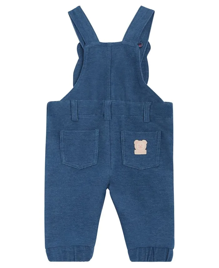 Baby Girls Bodysuit and Teddy Bear Knitted Denim Overalls GUESS 2-piece set, multicolor