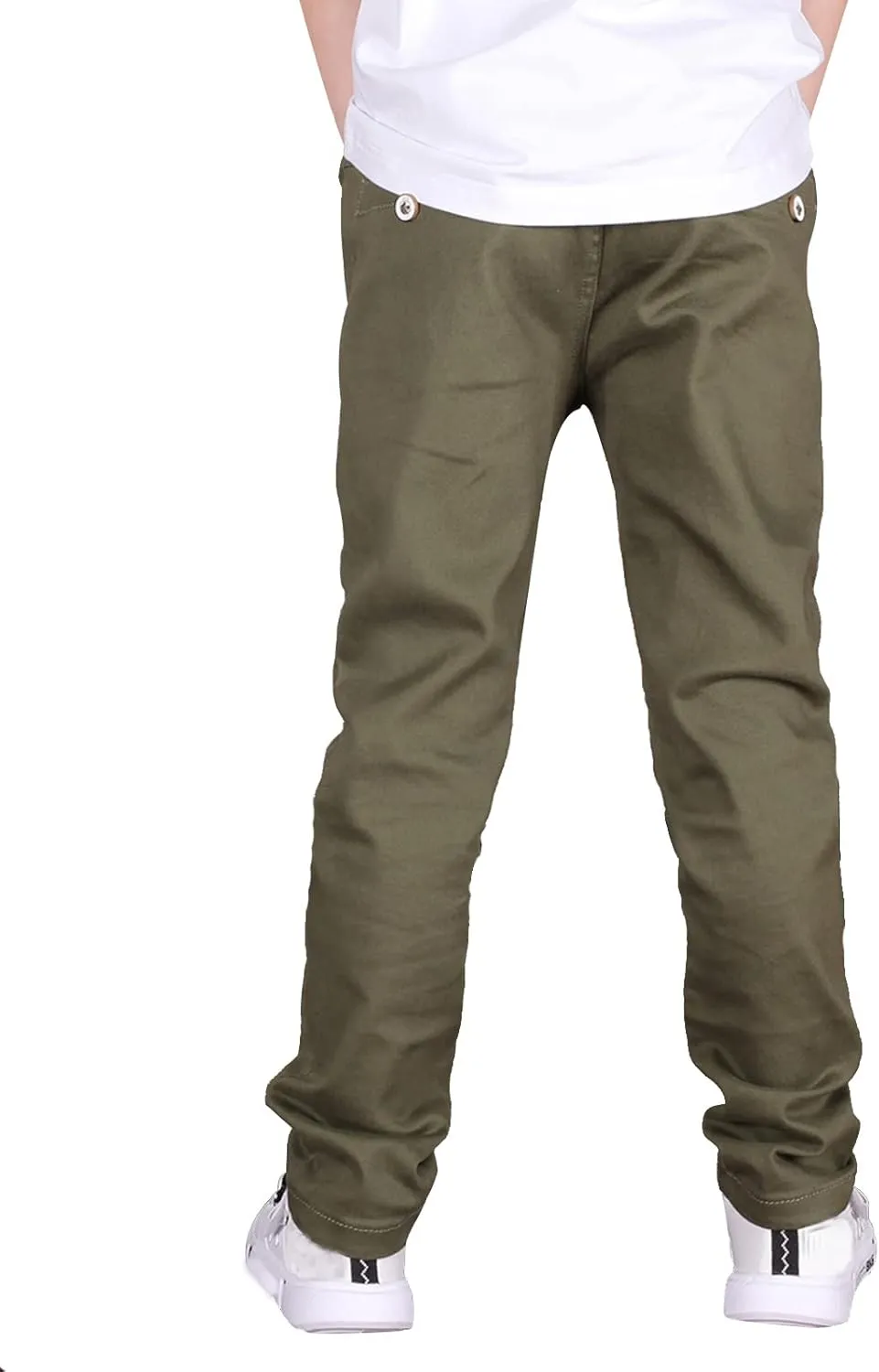 CAMLAKEE Boys' Stretch Pull on Chino Pants Kids School Uniform Yonth Twill Pants
