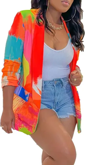 Casual Blazers for Women Fall Long Sleeve Open Front Business Work Blazer Jacket Plus Size