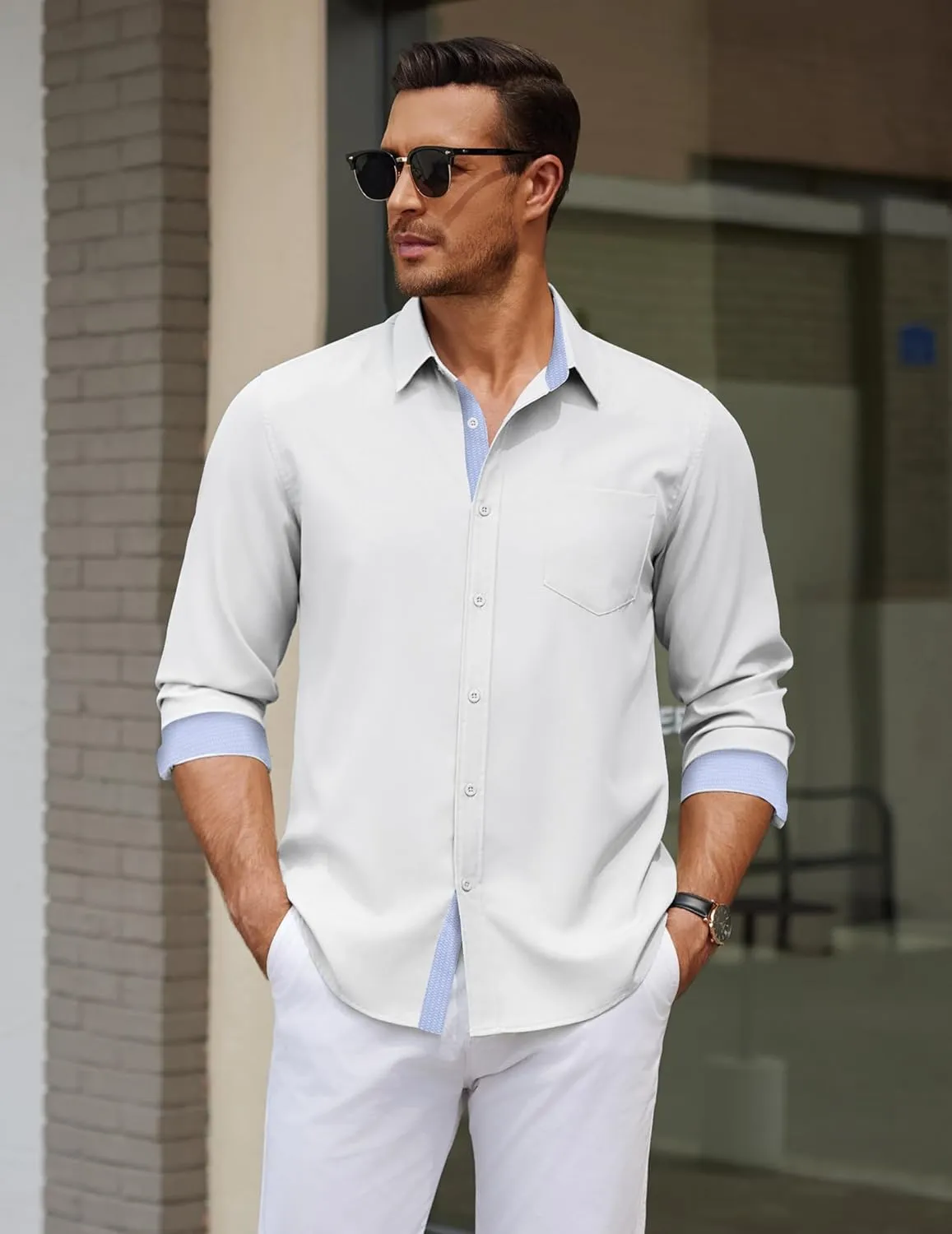 COOFANDY Men's Dress Shirt Wrinkle Free Regular Fit Stretch Long Sleeve Button Down Shirts