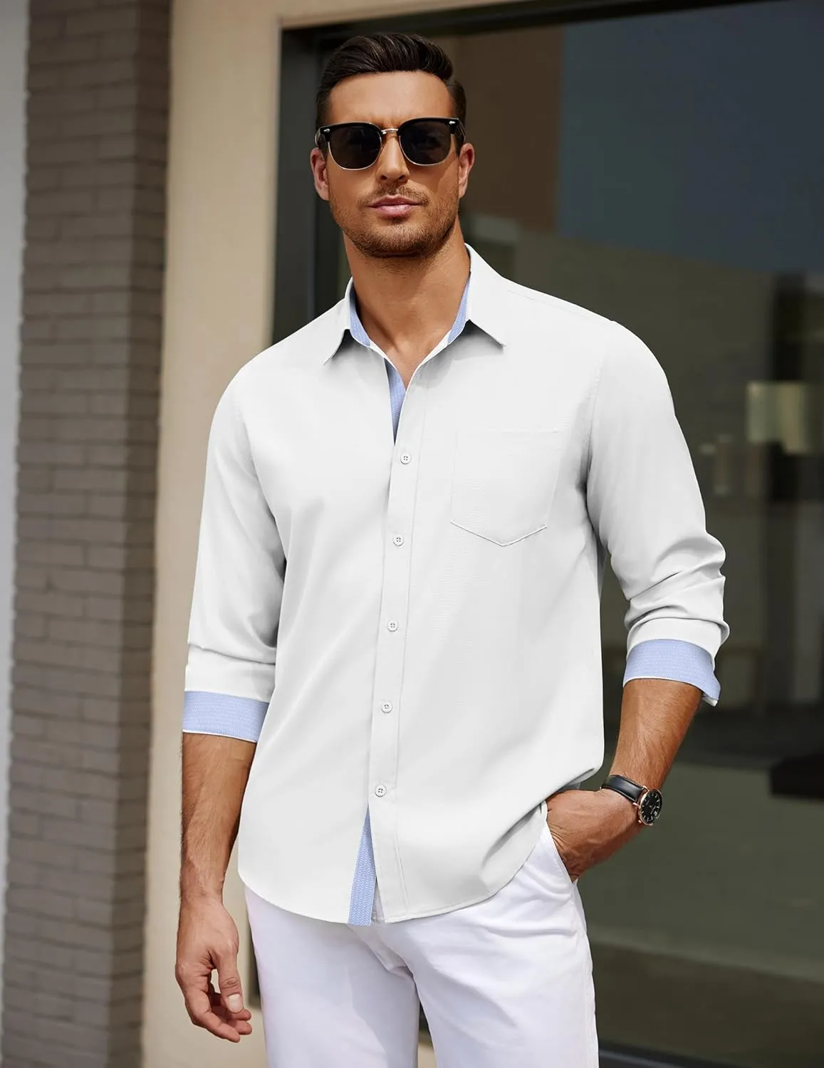 COOFANDY Men's Dress Shirt Wrinkle Free Regular Fit Stretch Long Sleeve Button Down Shirts