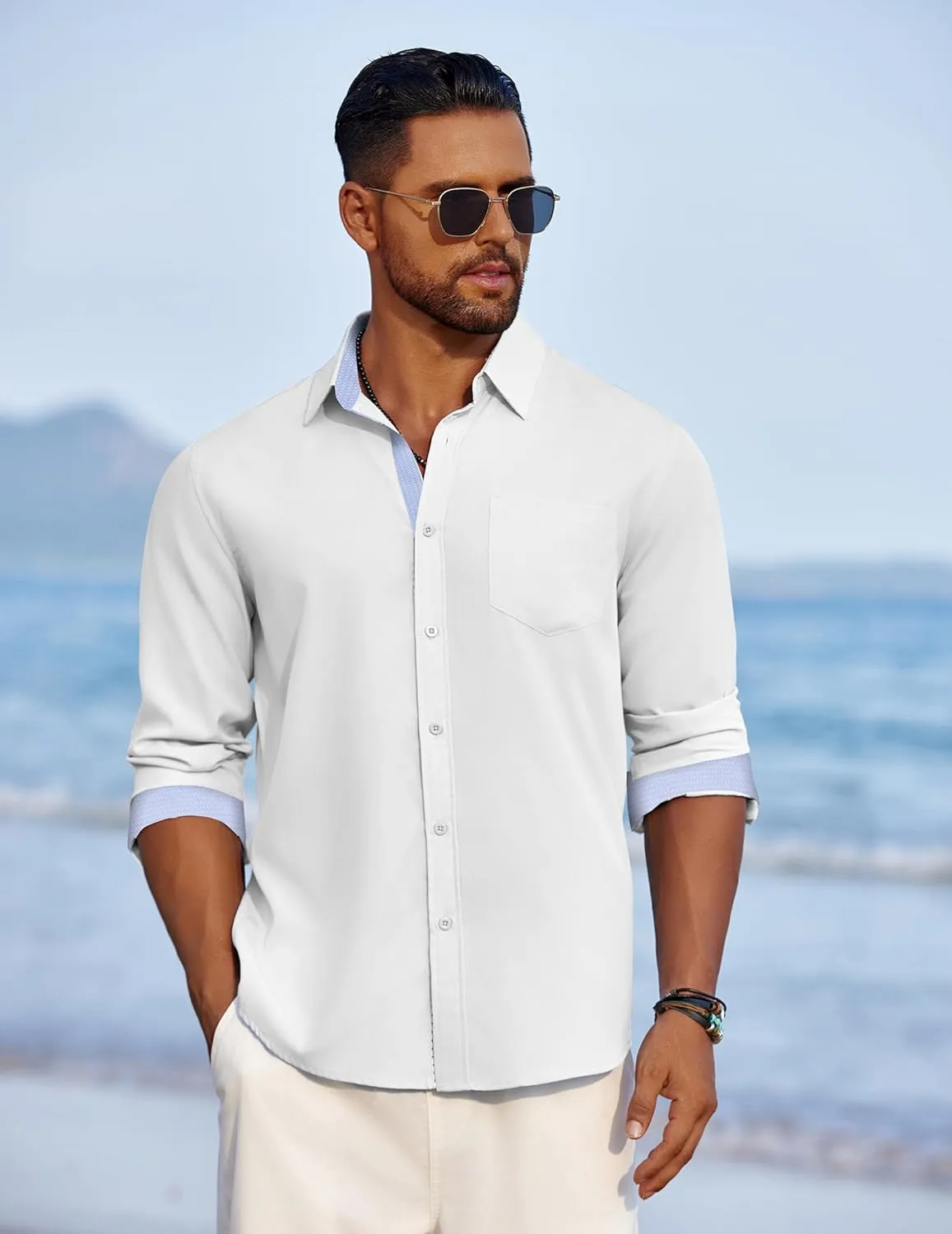 COOFANDY Men's Dress Shirt Wrinkle Free Regular Fit Stretch Long Sleeve Button Down Shirts
