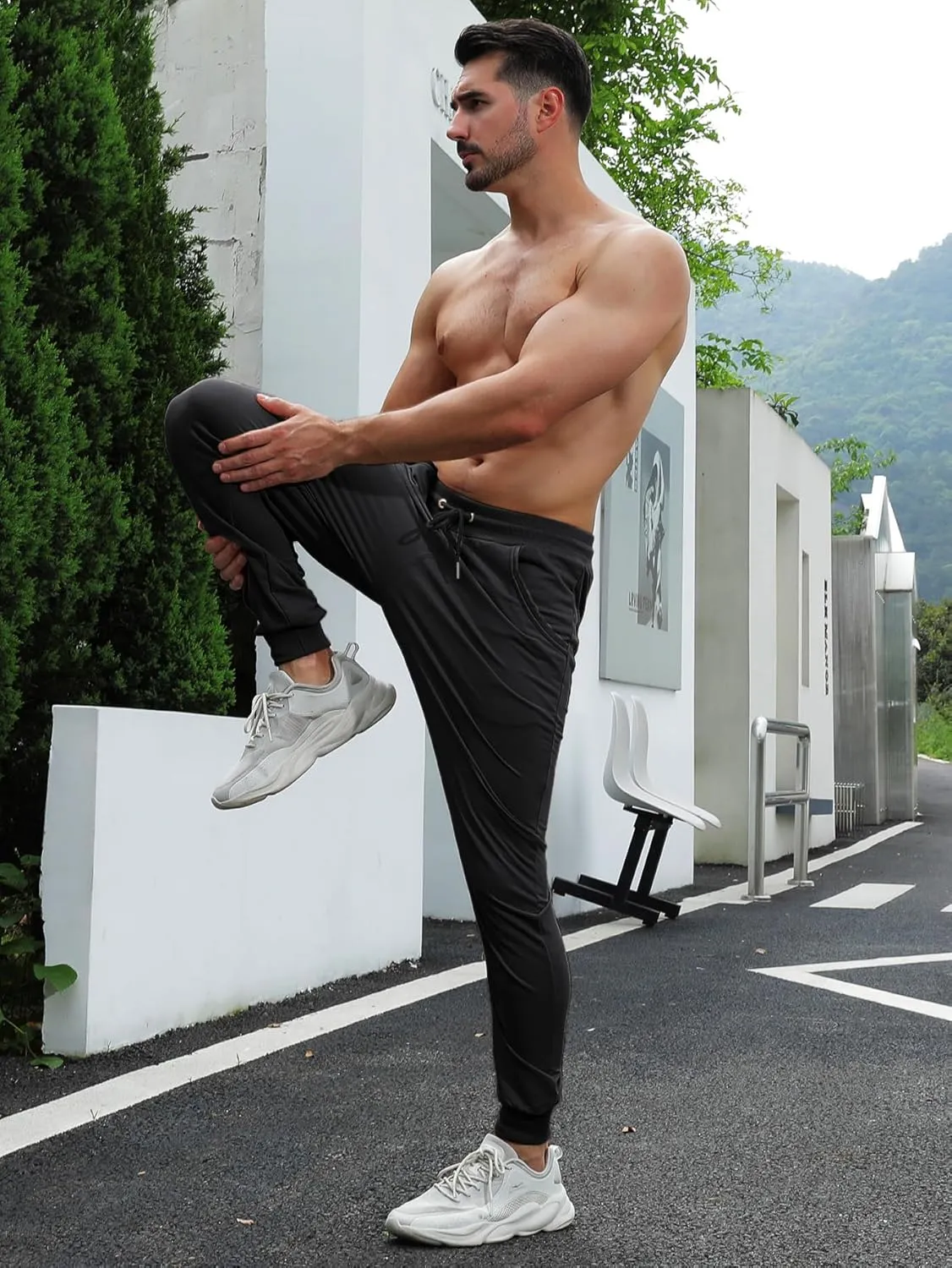 FLYFIREFLY Men's Jogger Sweatpants Gym Workout Running Pants Athletic Bottom Training Track Pants Joggers for Men
