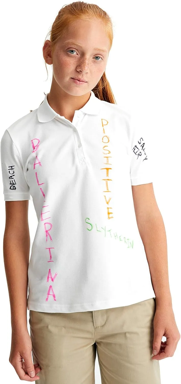 French Toast Girls' Short Sleeve Stretch Pique Polo Shirt