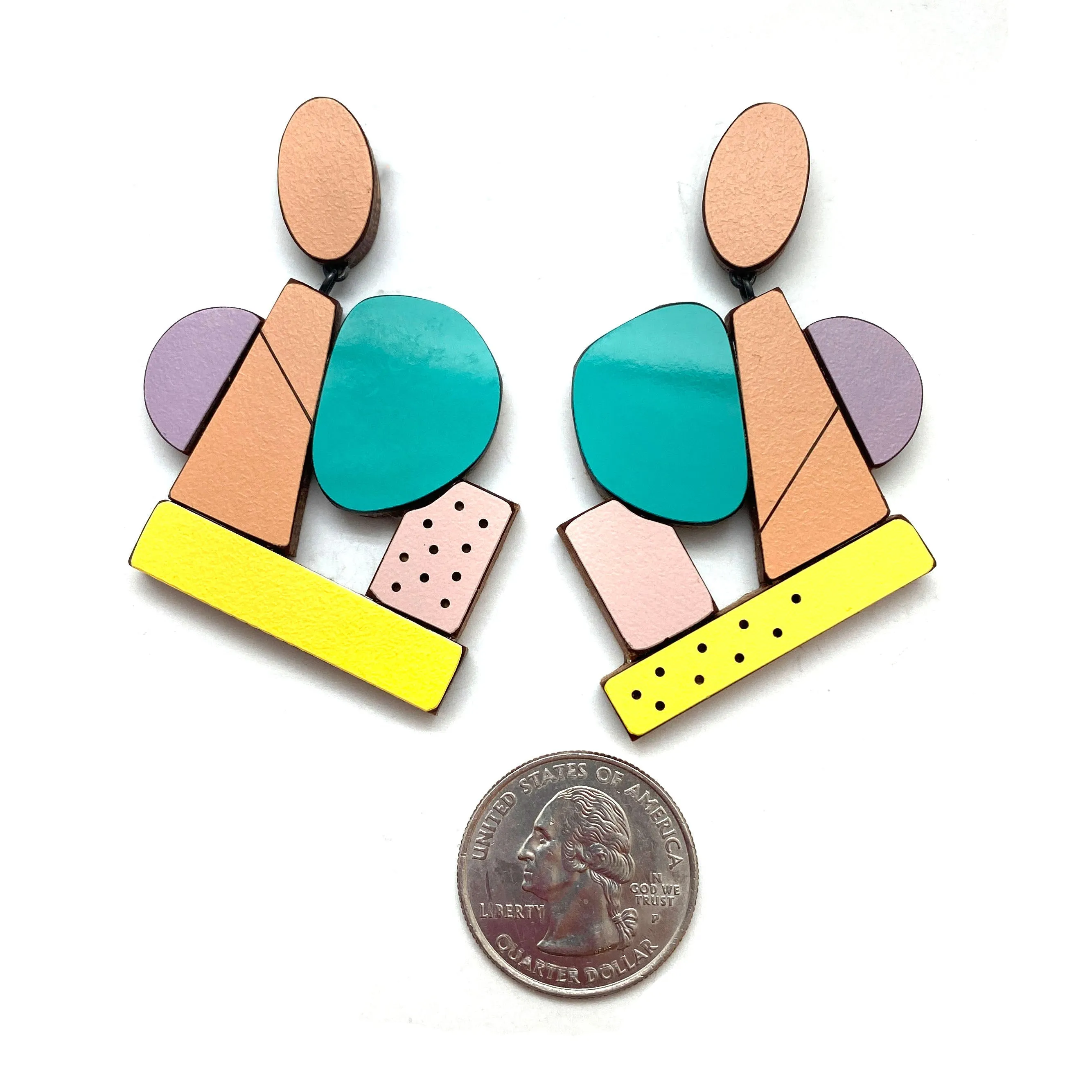 Geometric Earrings - Vintage Orange Multicolor