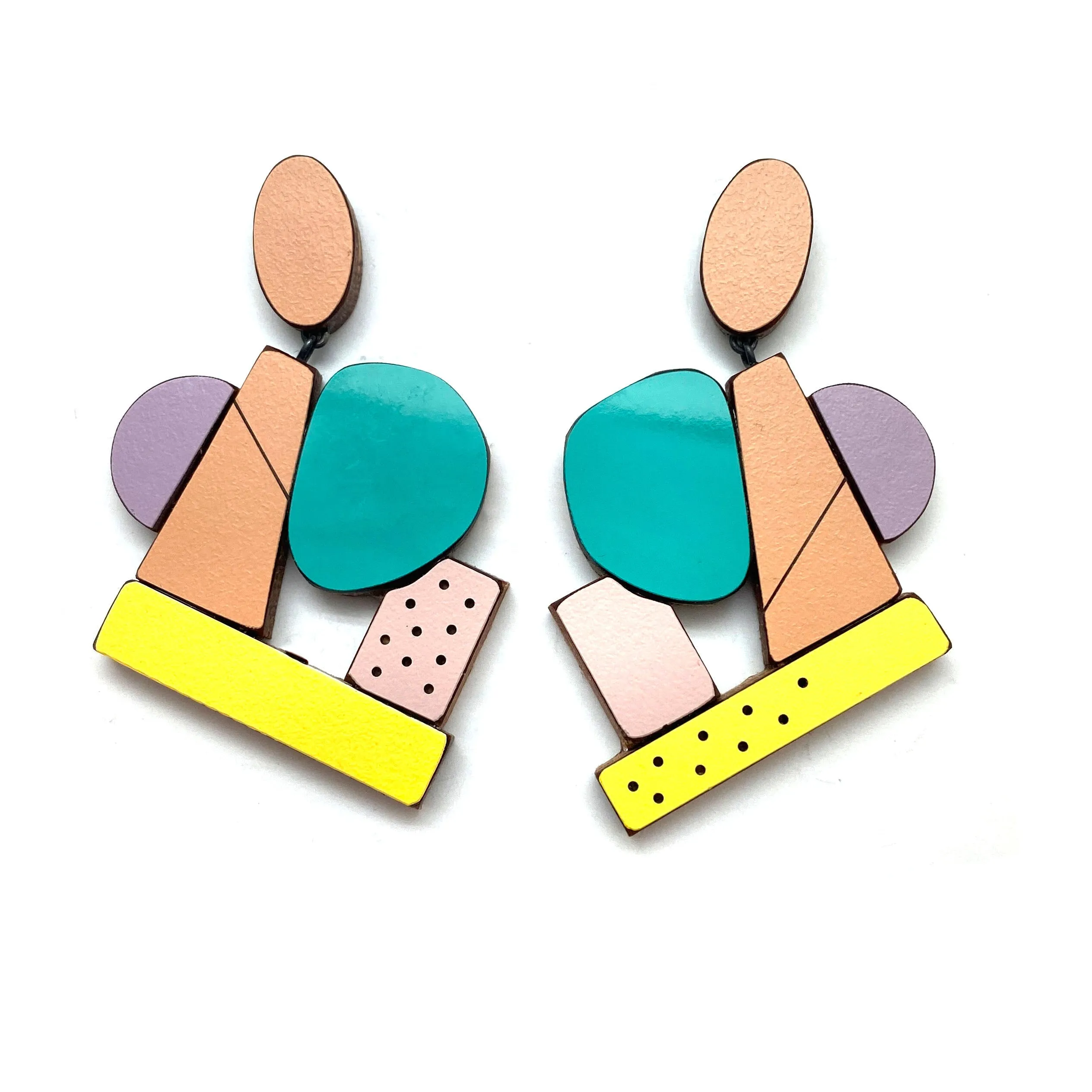 Geometric Earrings - Vintage Orange Multicolor