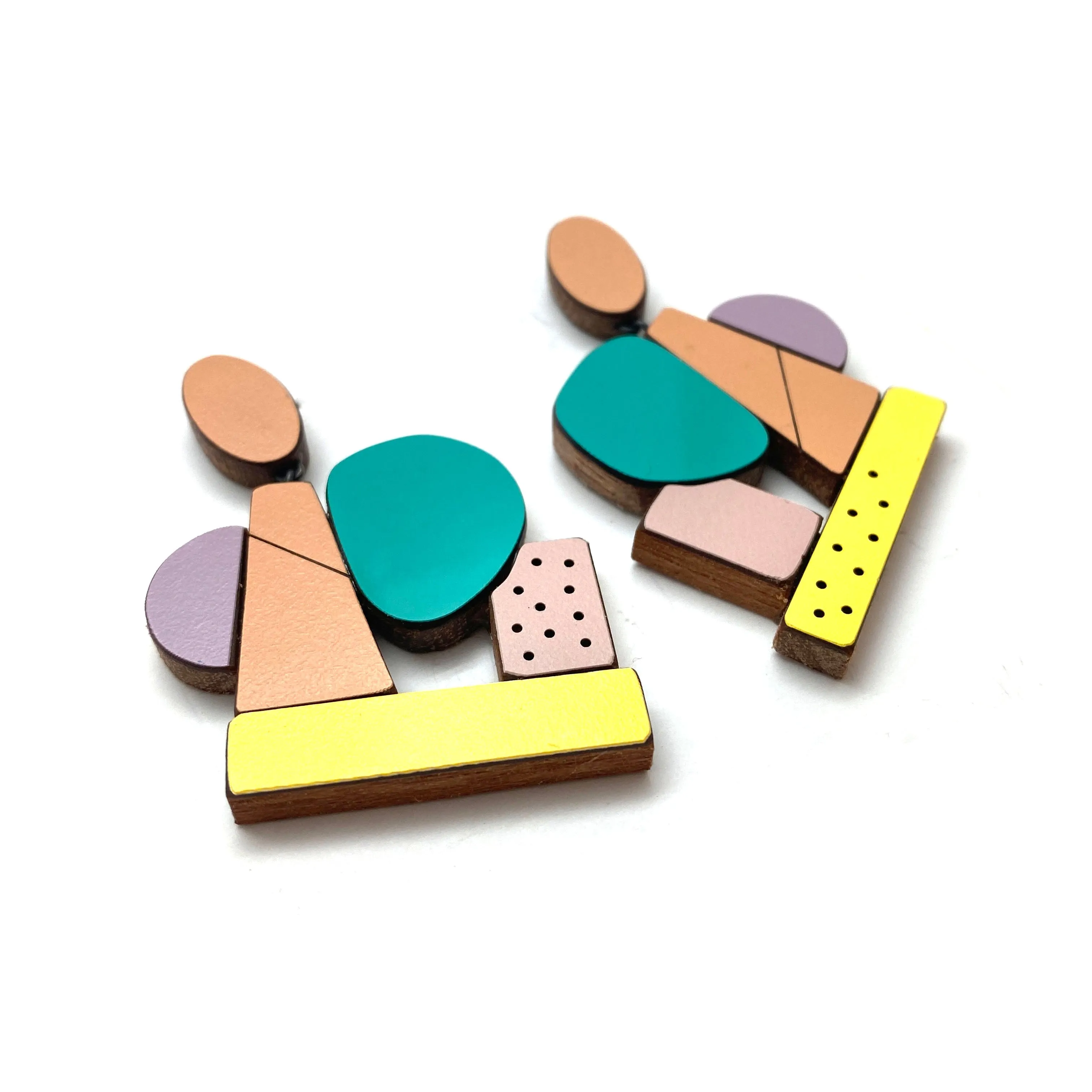 Geometric Earrings - Vintage Orange Multicolor