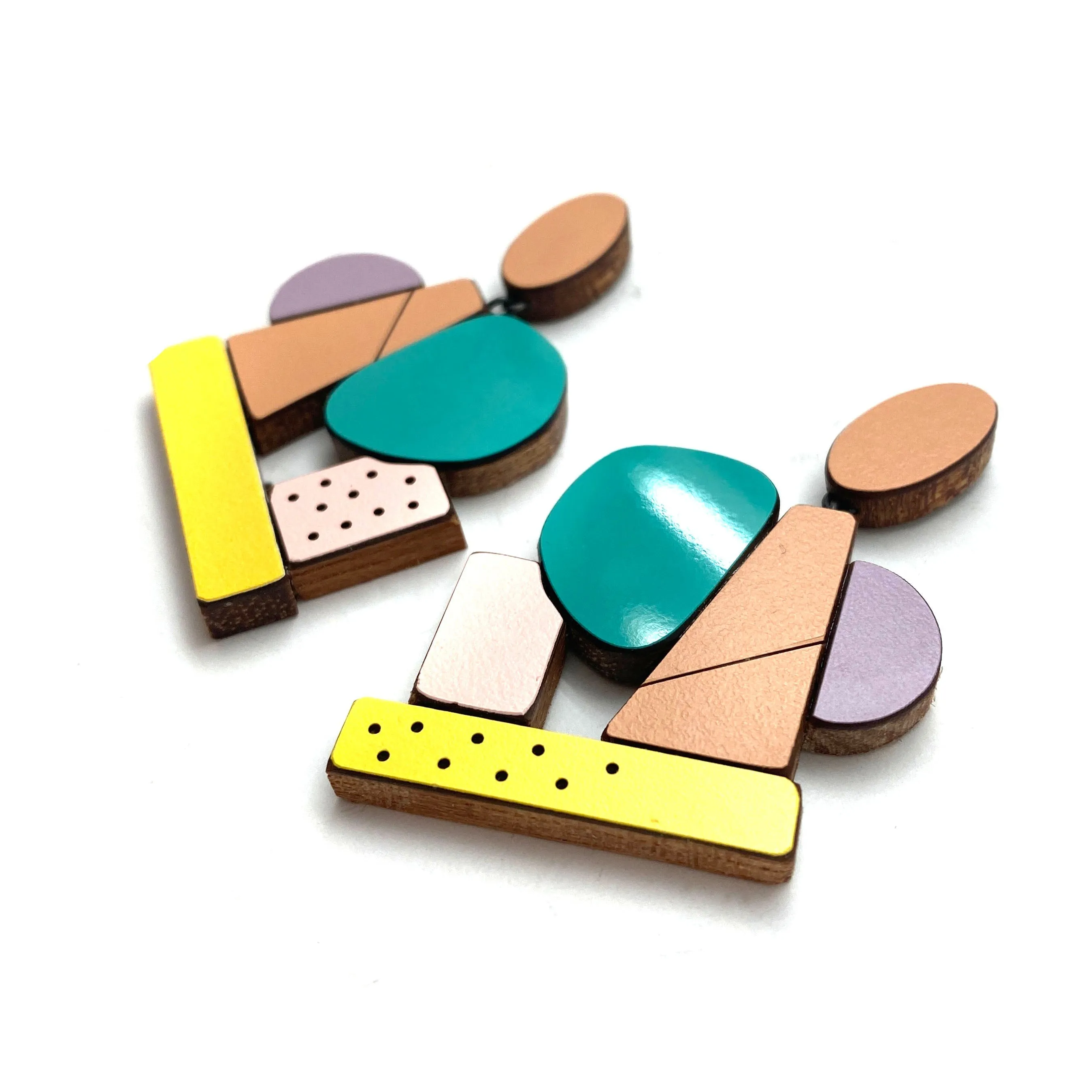 Geometric Earrings - Vintage Orange Multicolor