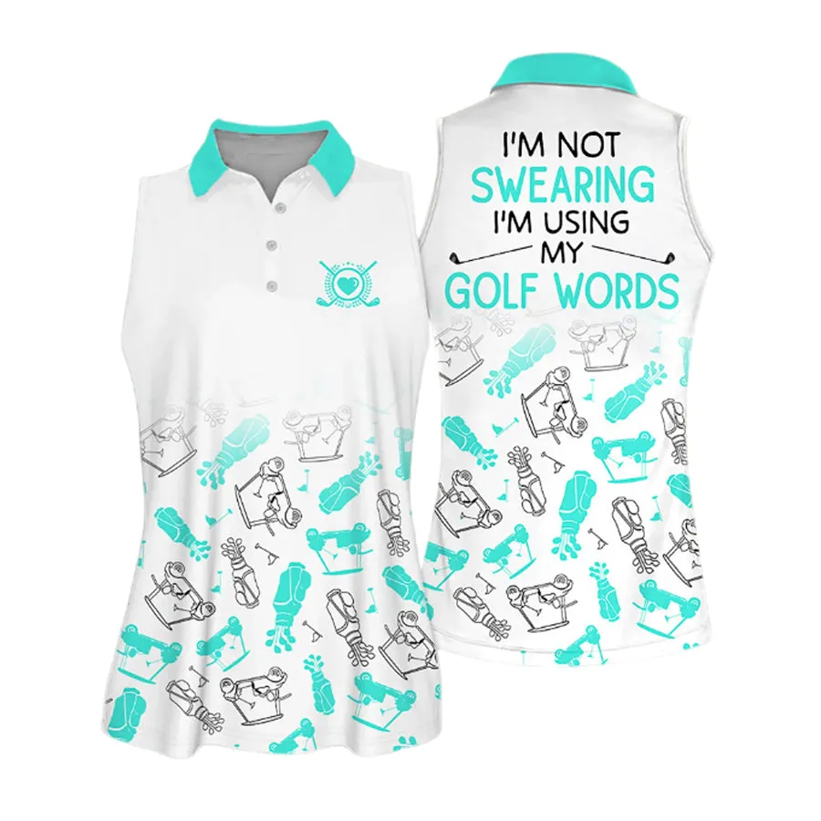 Golf I'm Swearing Pattern Sleeveless Polo Shirt, gift for golf lovers
