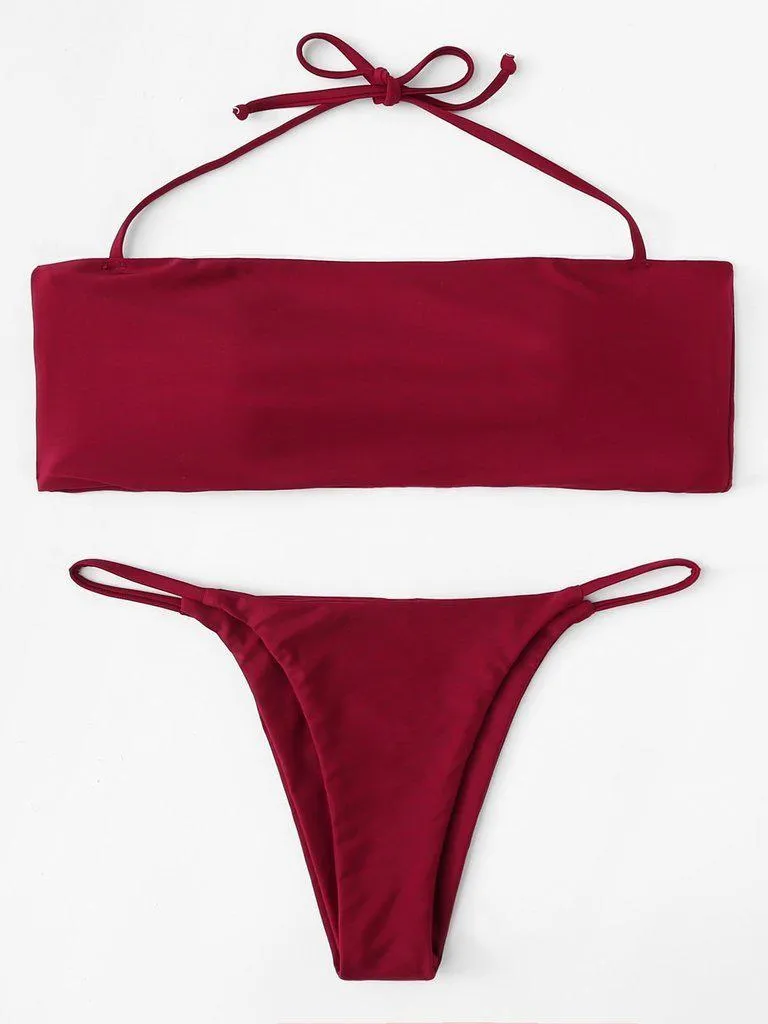 Halter Bandeau Bikini Set