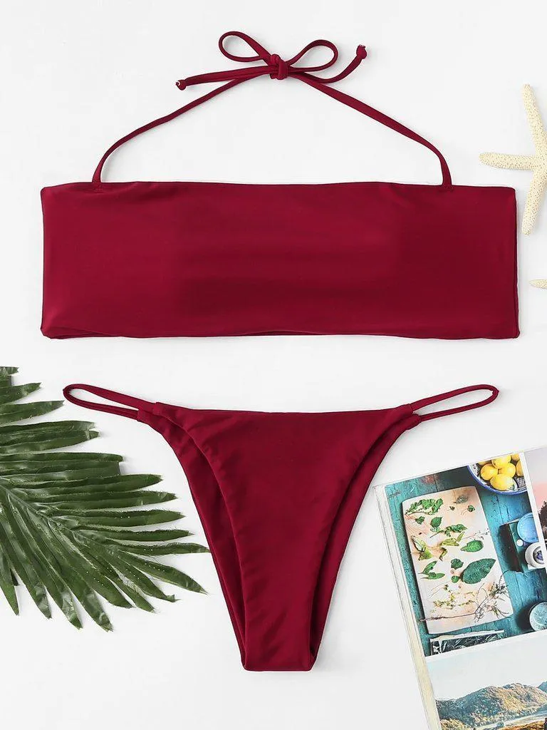Halter Bandeau Bikini Set