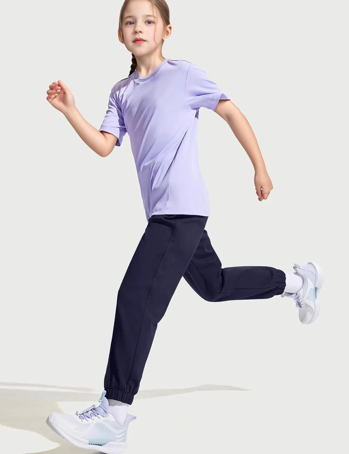 Kissonic 3 Pack Boys Girls Sweatpants Active Joggers Kids Elastic Waist Athletic Jogger Pants with Pockets Drawstring