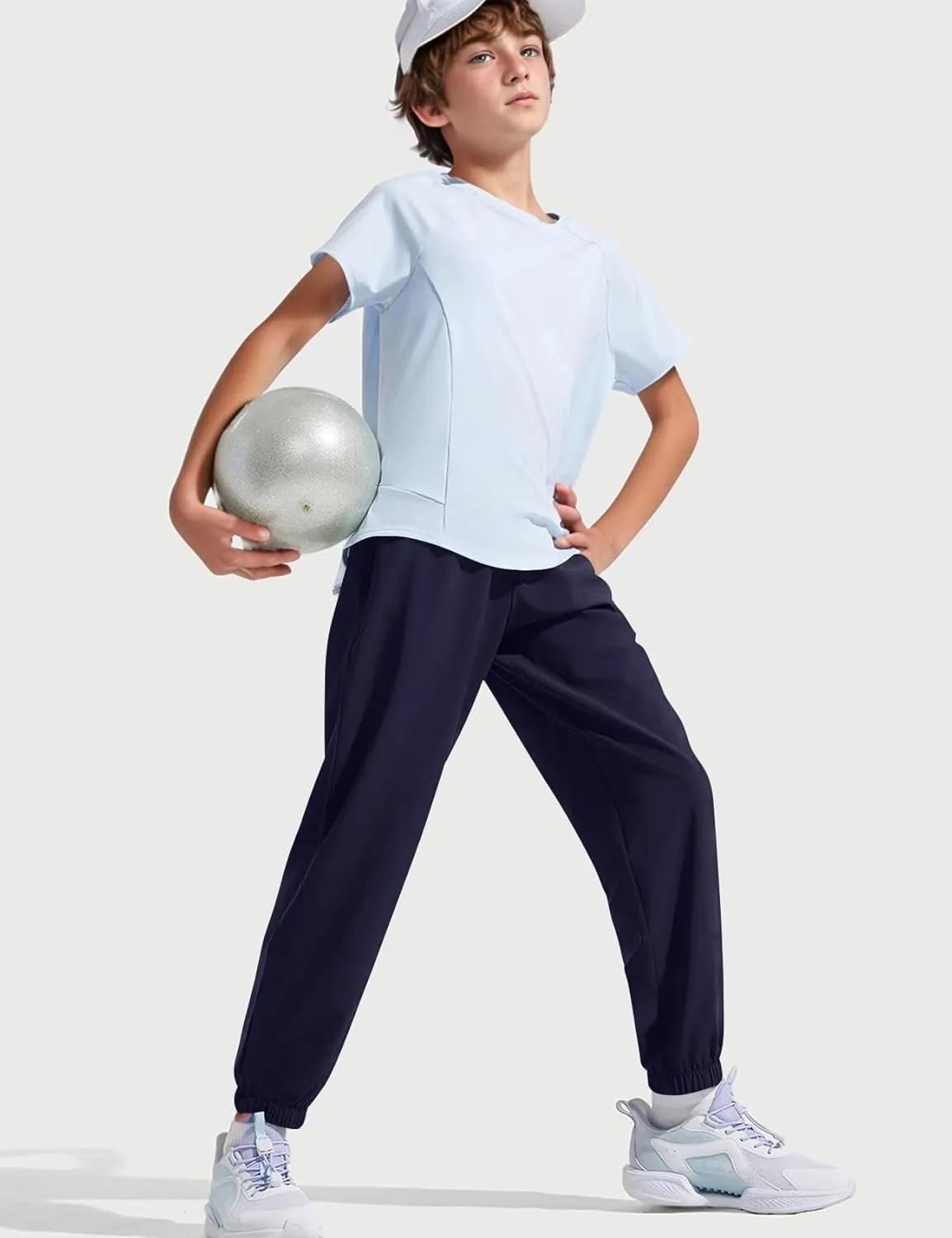 Kissonic 3 Pack Boys Girls Sweatpants Active Joggers Kids Elastic Waist Athletic Jogger Pants with Pockets Drawstring