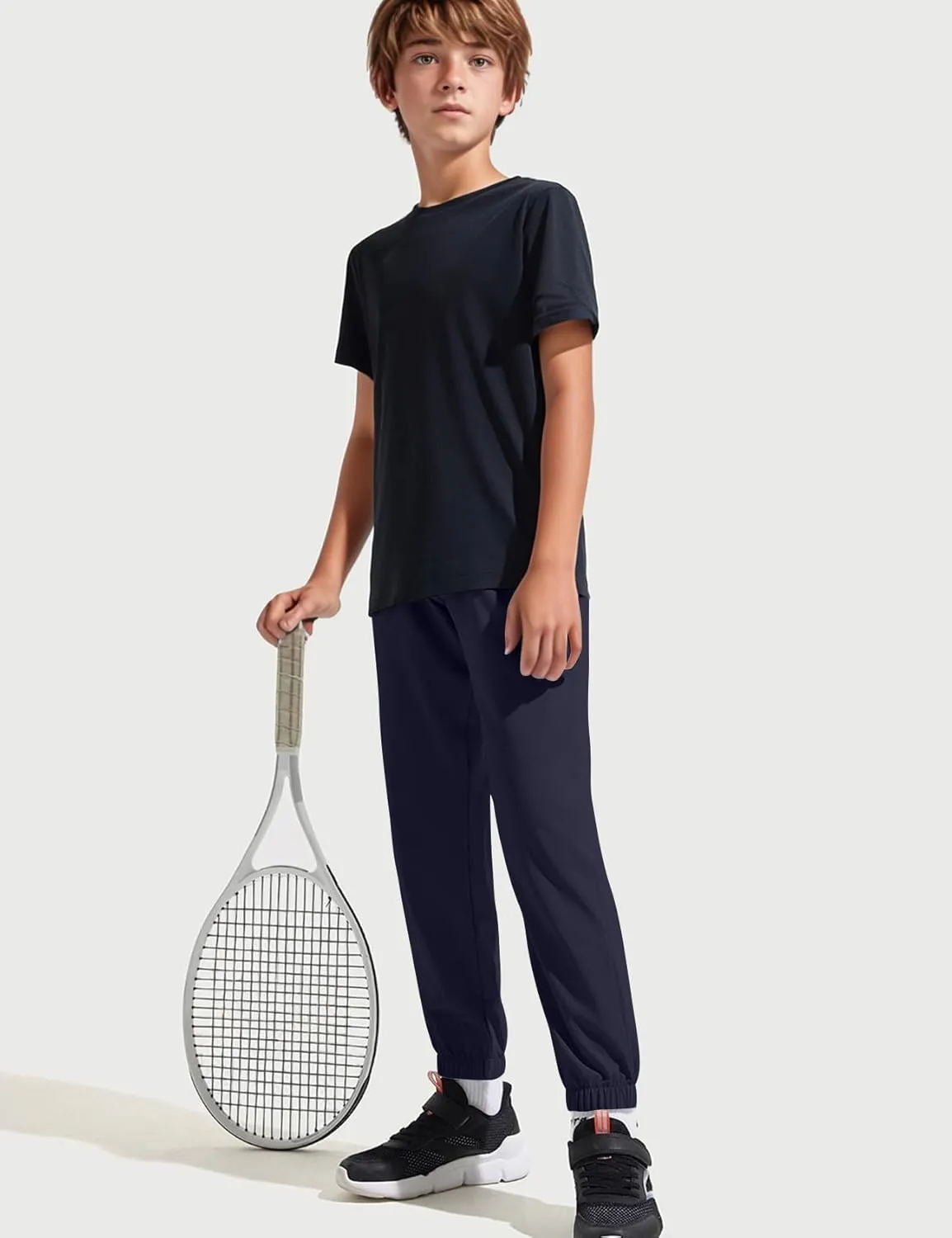 Kissonic 3 Pack Boys Girls Sweatpants Active Joggers Kids Elastic Waist Athletic Jogger Pants with Pockets Drawstring