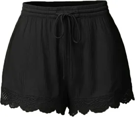 LCMTWX Workout Shorts Women Sweat Shorts Elastic Waist Running Workout Shorts with Pockets Women's Wide Workout Shorts