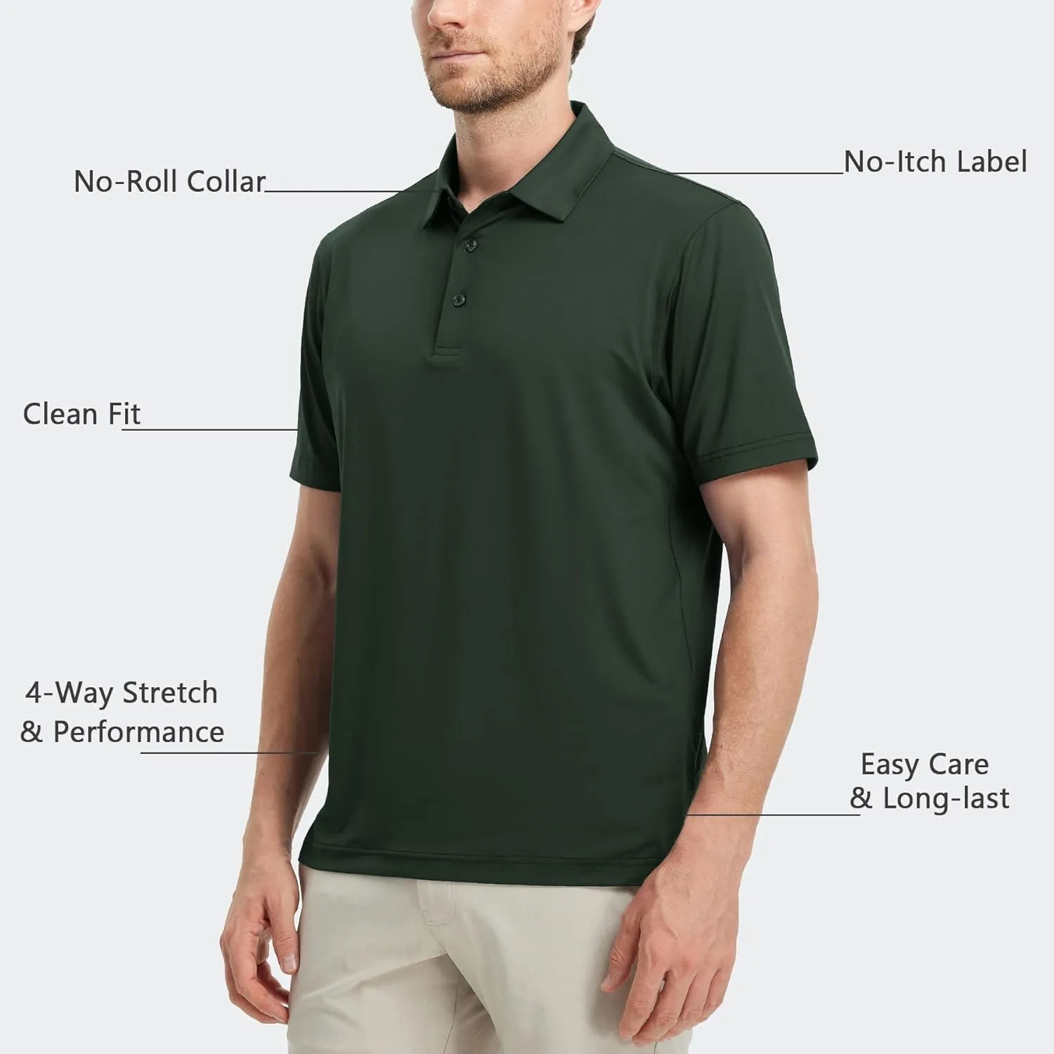 M MAELREG Golf Shirts for Men Dry Fit Moisture Wicking Performance Solid Collared Casual Mens Polo Shirts Short Sleeve