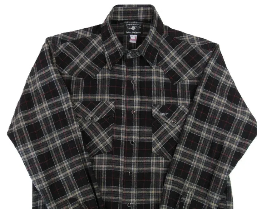 Men's Flannel Western Shirt - Midnight Black Plaid