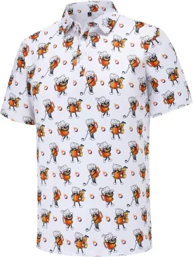 Mens Golf Polo Shirts Short Sleeve Dry Fit Print Performance Moisture Wicking Casual Funny Golf Polo Shirts for Men