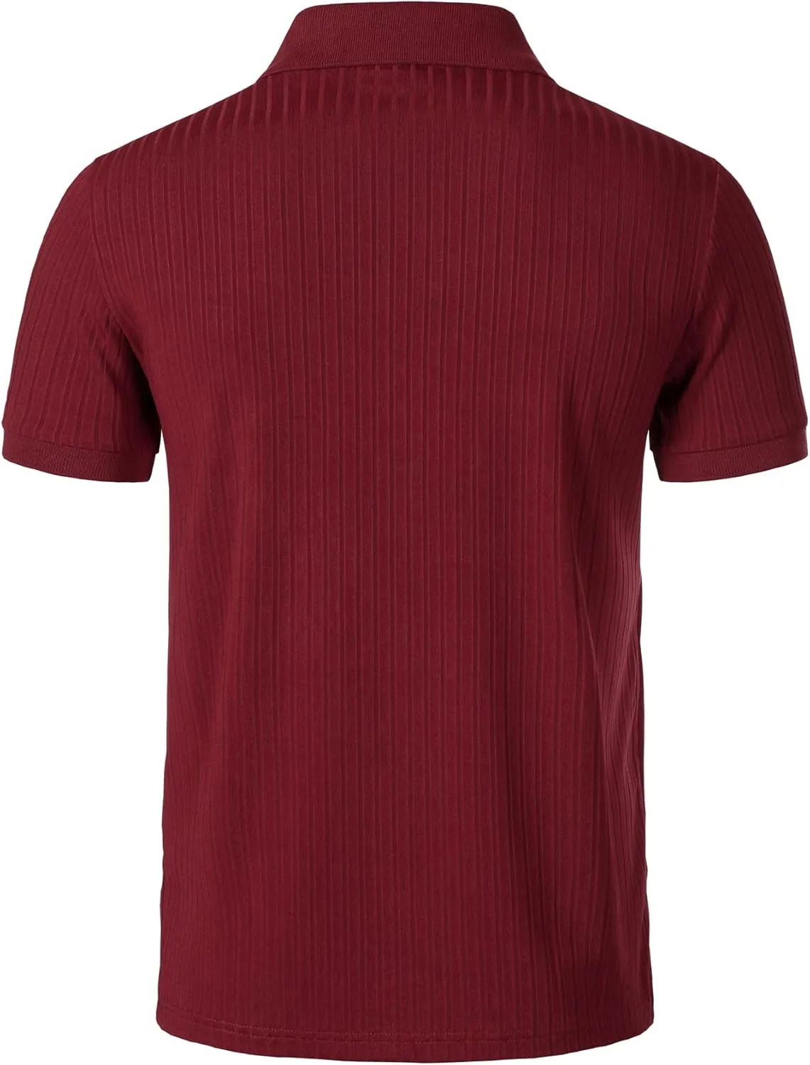 Men's Stretch Knit Slim Fit Polo Shirts Casual Short Sleeve Ribbed Collar Muscle Golf Shirt