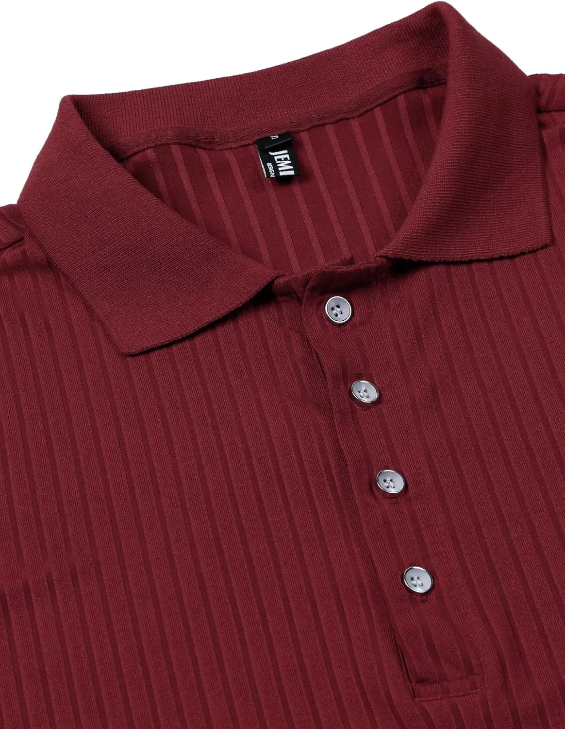 Men's Stretch Knit Slim Fit Polo Shirts Casual Short Sleeve Ribbed Collar Muscle Golf Shirt