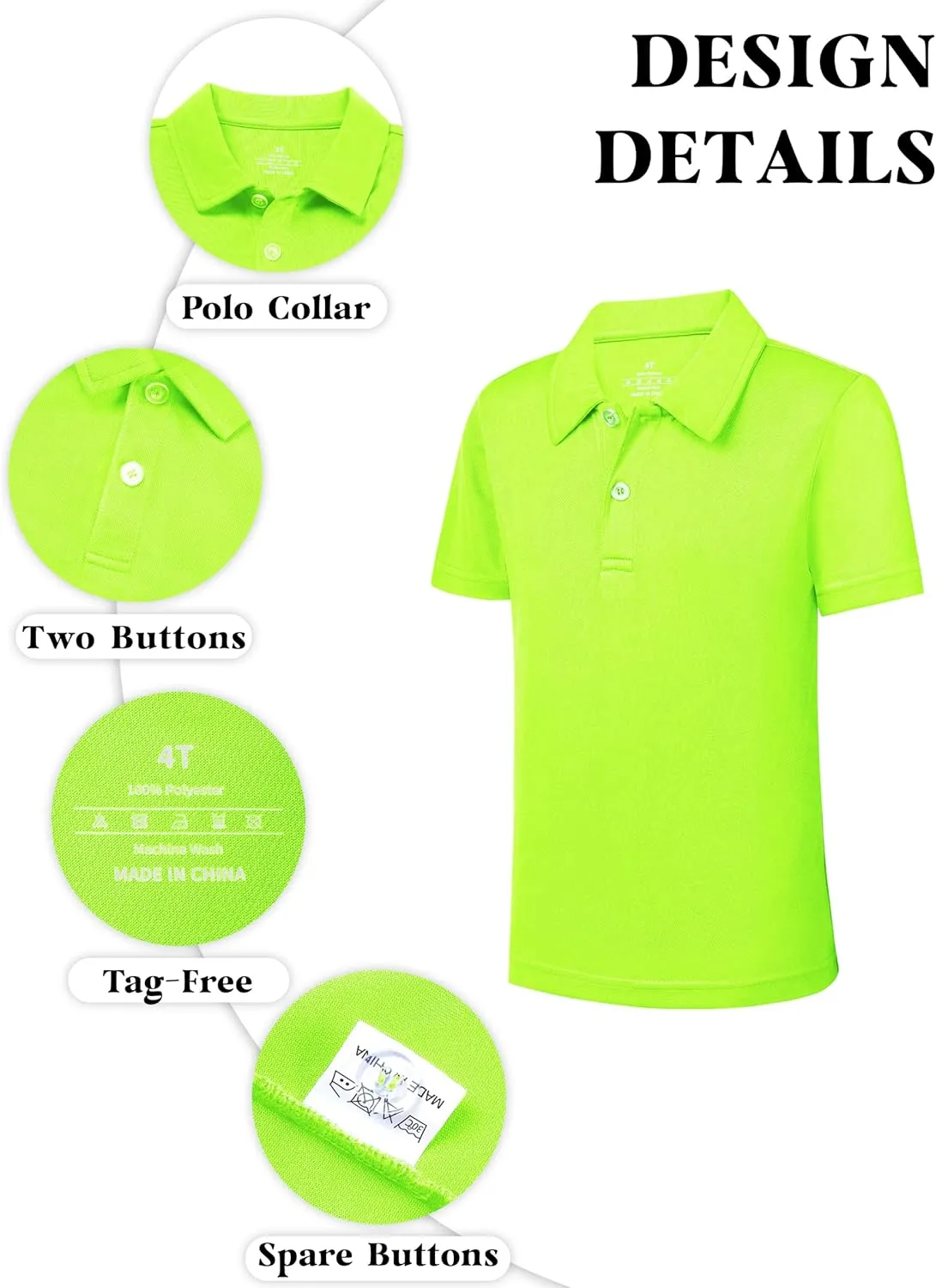 QBK 2T-16Y Boys' School Uniform Pique Polo Kids Performance Neon Short Sleeve Collared Golf Shirt for Toddler to Youth