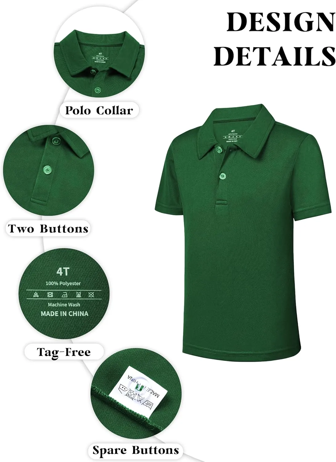 QBK 2T-16Y Boys' School Uniform Pique Polo Kids Performance Neon Short Sleeve Collared Golf Shirt for Toddler to Youth