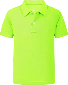 QBK 2T-16Y Boys' School Uniform Pique Polo Kids Performance Neon Short Sleeve Collared Golf Shirt for Toddler to Youth