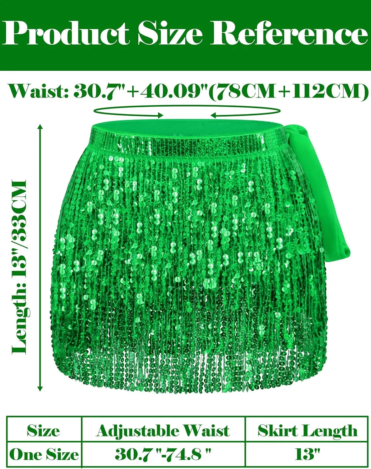 Sparkly Sequin Skirt for Women - Glitter & Fringe, Tassel Rave & Belly Dance Wrap Skirt
