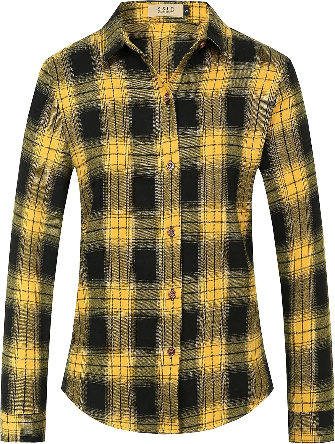 SSLR Flannel Shirts Womens Long Sleeve Button Down Plaid Shirts Casual