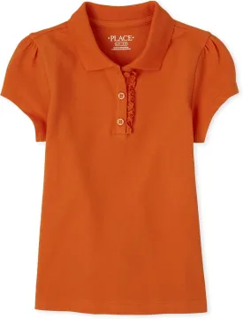 The Children's Place Girls' Short Sleeve Ruffle Pique Polo