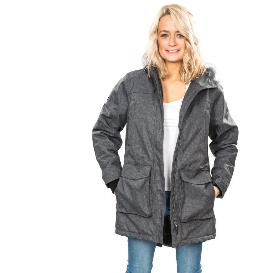 Thundery Women's Waterproof Padded Parka Jacket in Black, Silver & Grey