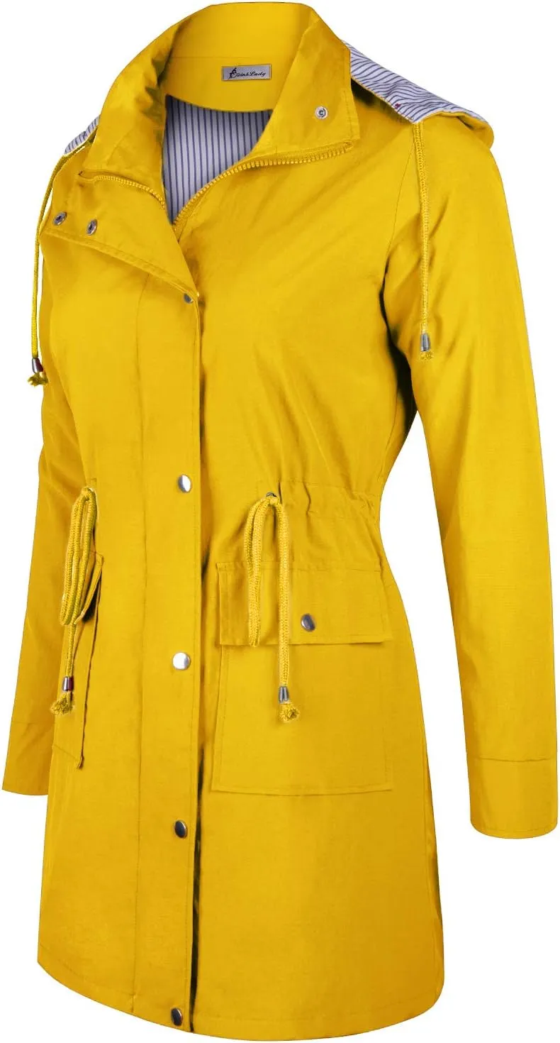 Twinklady Rain Jacket Women Windbreaker Striped Climbing Raincoats Waterproof Lightweight Outdoor Hooded Trench Coats