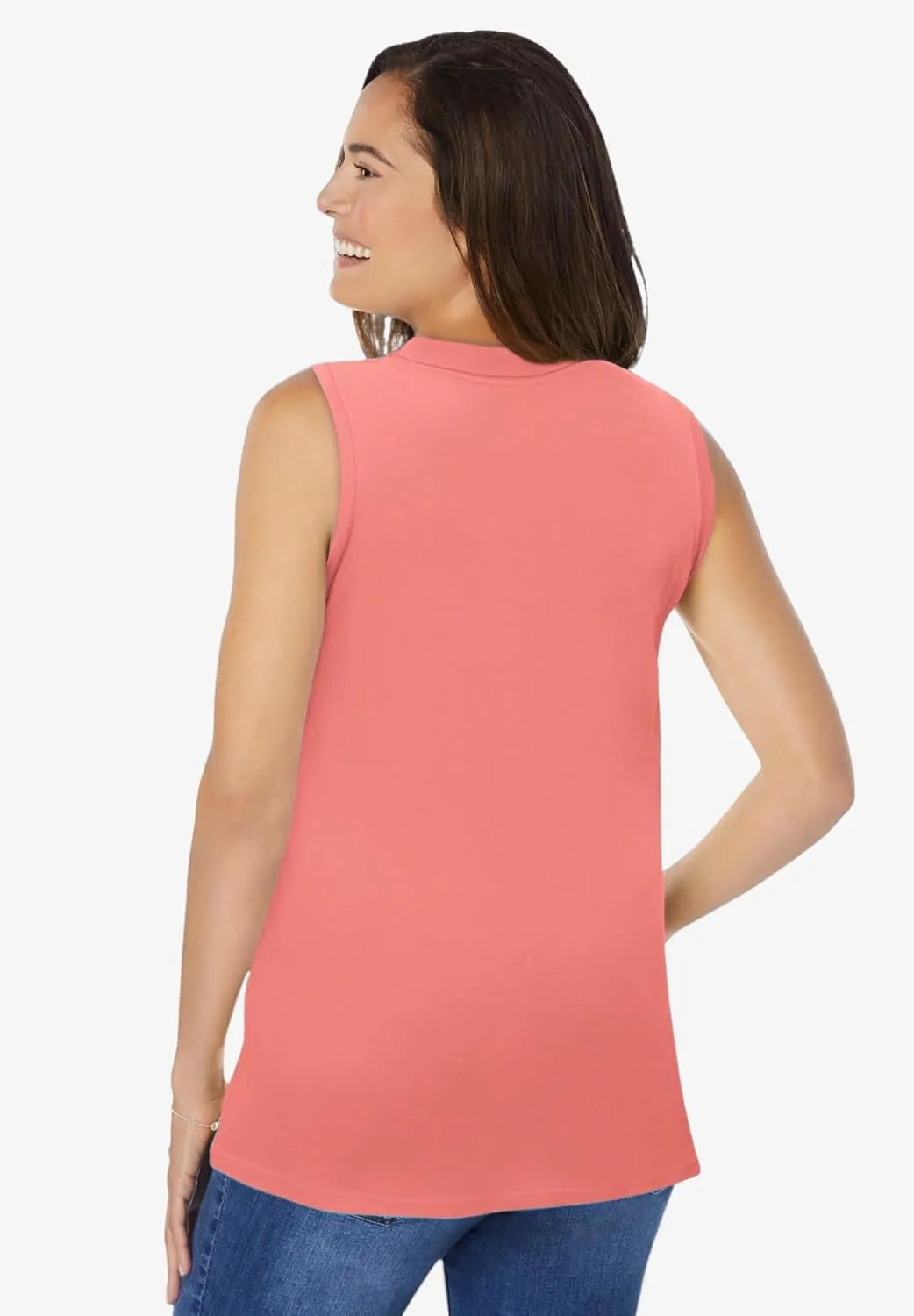Woman Within Plus Size Sleeveless Polo Tunic