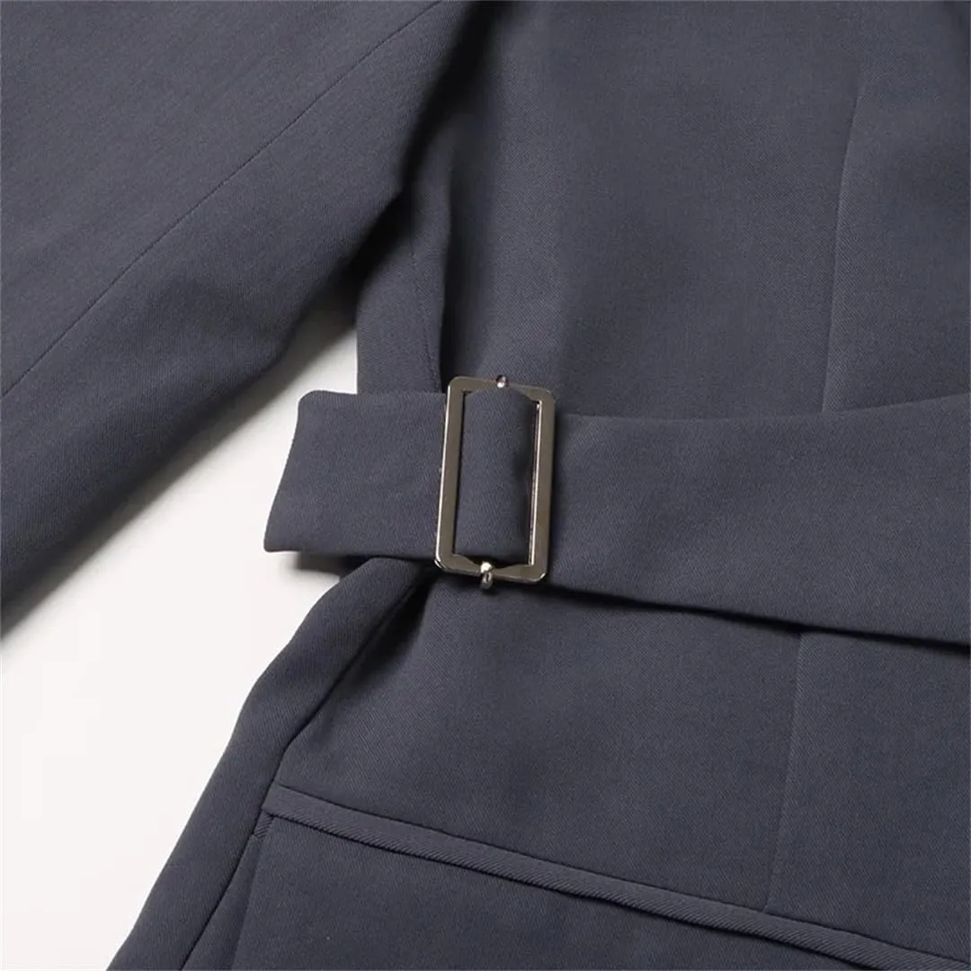 Women's Hollow Blazer Irregular Loose Strap Gathered Waist Jacket