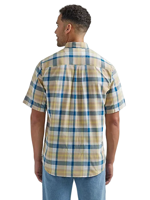 Wrangler Rugged Wear Easy Care Plaid In Khaki Blue Shirt
