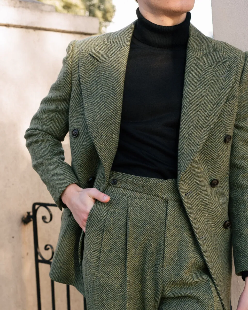 xiangtuibao 2 Pieces Men Suits Tailor-Made Stripes Herringbone Corduroy Solid Color High Quality Fashion Blazer Pants  Formal Wedding