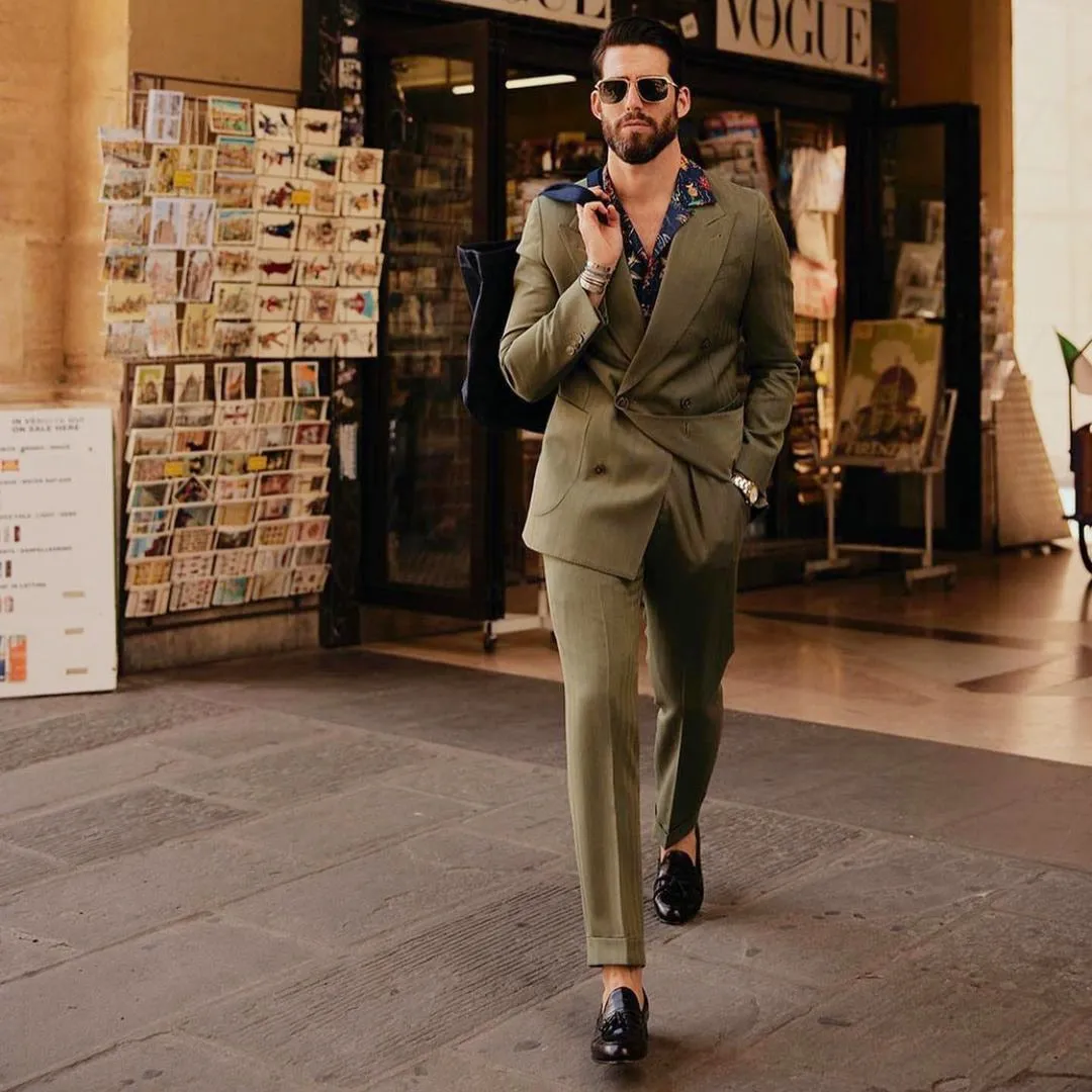 xiangtuibao 2 Pieces Men Suits Tailor-Made Stripes Herringbone Corduroy Solid Color High Quality Fashion Blazer Pants  Formal Wedding