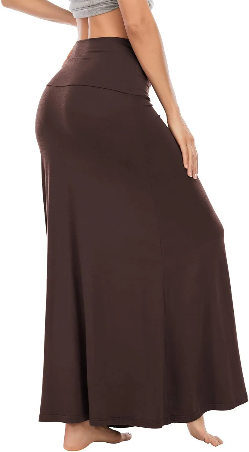 Zando Long Skirts for Women Trendy Dresses High Waisted Maxi Skirt Casual Workout Stretchy Flared Flower Skirt for Girls