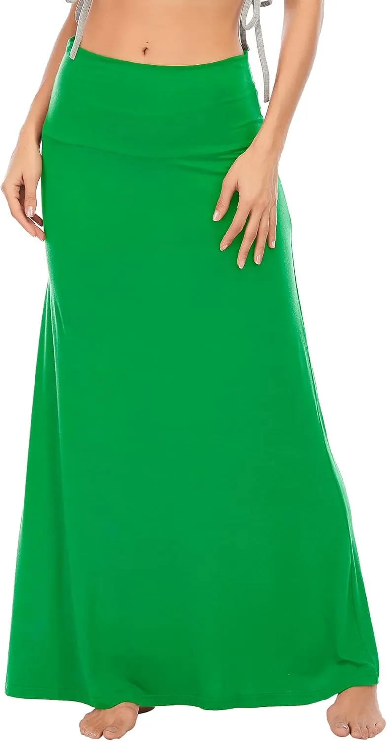 Zando Long Skirts for Women Trendy Dresses High Waisted Maxi Skirt Casual Workout Stretchy Flared Flower Skirt for Girls