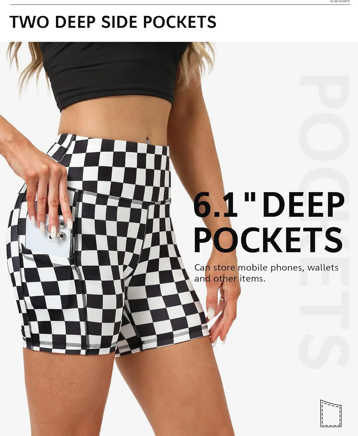 ZLLW Women's High Waist Cute Print Workout Yoga Shorts, 5 inch Squat Proof Biker Shorts Stretch Athletic Running Shorts