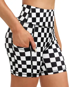 ZLLW Women's High Waist Cute Print Workout Yoga Shorts, 5 inch Squat Proof Biker Shorts Stretch Athletic Running Shorts